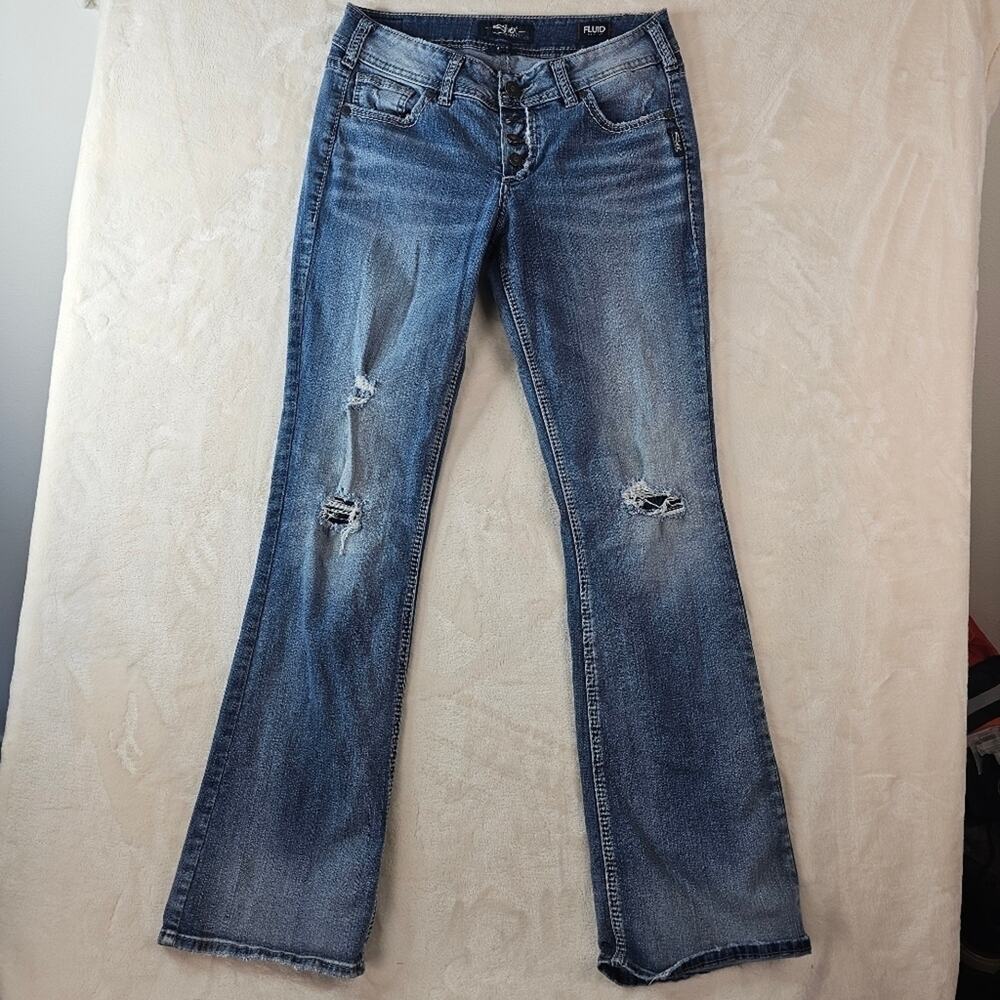 Silver Jeans Suki Mid Bootcut W29 L33 women’s distressed western rodeo boot